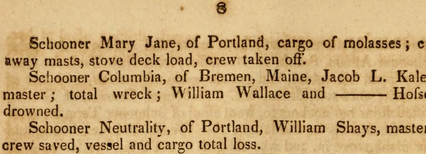Crop of the original scan: Awful calamities: or, The shipwrecks of December, 1839