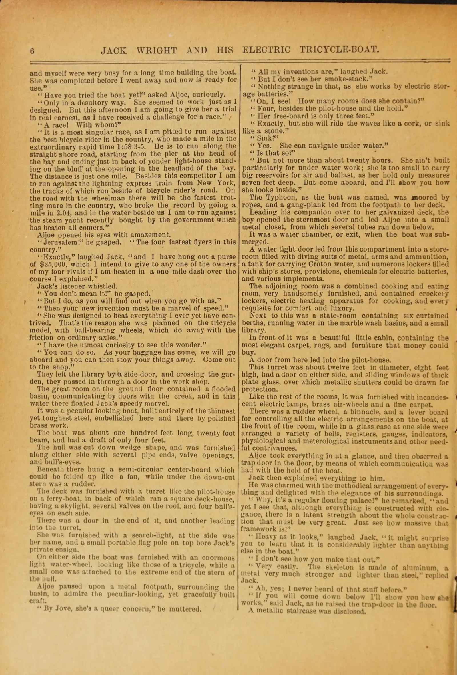 Jack Wright, the boy inventor, and his electric tricycle-boat, or, The treasure of the sun-worshipers (no. 281)