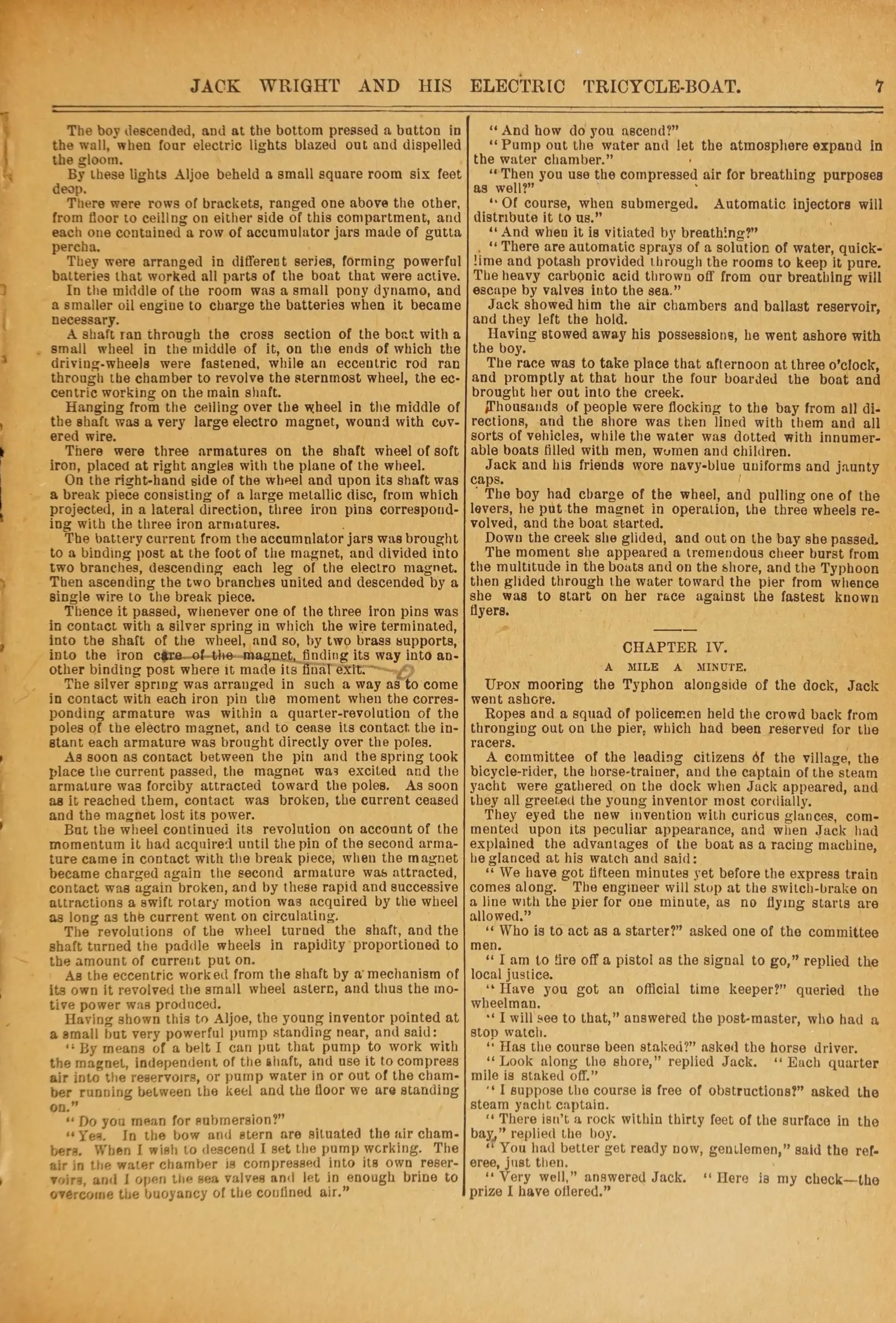 Jack Wright, the boy inventor, and his electric tricycle-boat, or, The treasure of the sun-worshipers (no. 281)