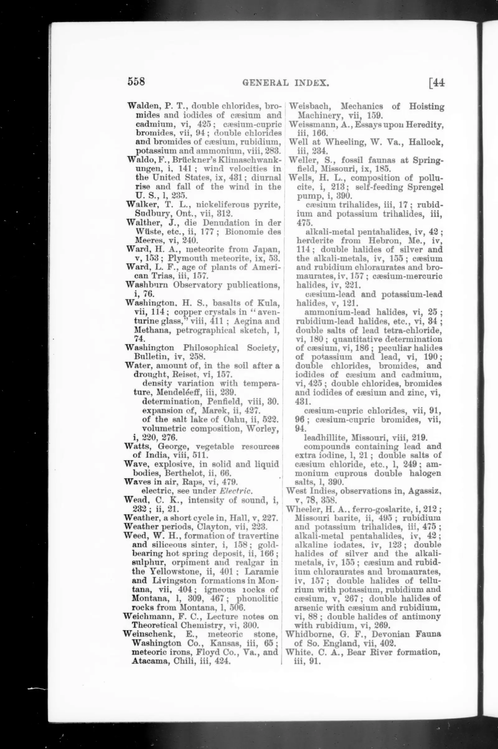 The American Journal of Science  1891 - 1893: Vol 41-50 Index (41-50)